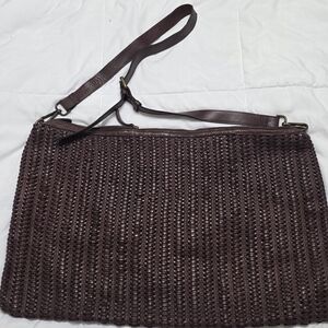 Vilenca Woven Crossbody Bag in Dark Brown